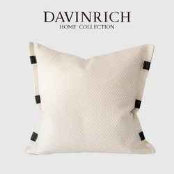 DAVINRICH Beige Textured Pillow Cover Abstract Bedside Cushion Office Lumbar Support Model Room Cushion Cover Without Core 45x45