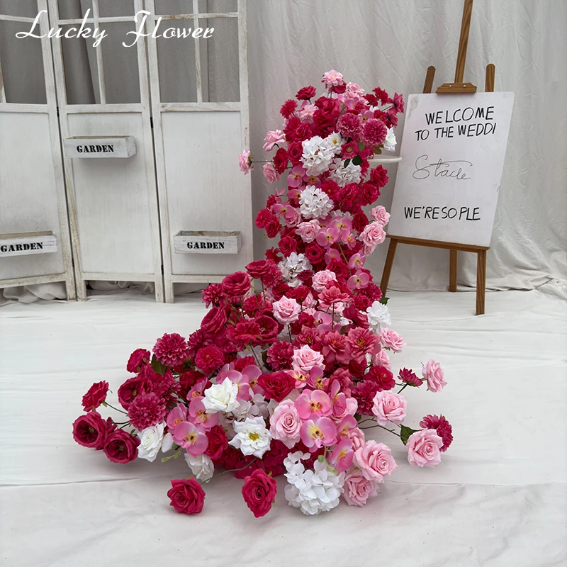 Artificial Flowers Waterfall Tailing Flower Row Wedding Decoration Flower Runner Sofa Table Decor Floral Backdrop Arrangement