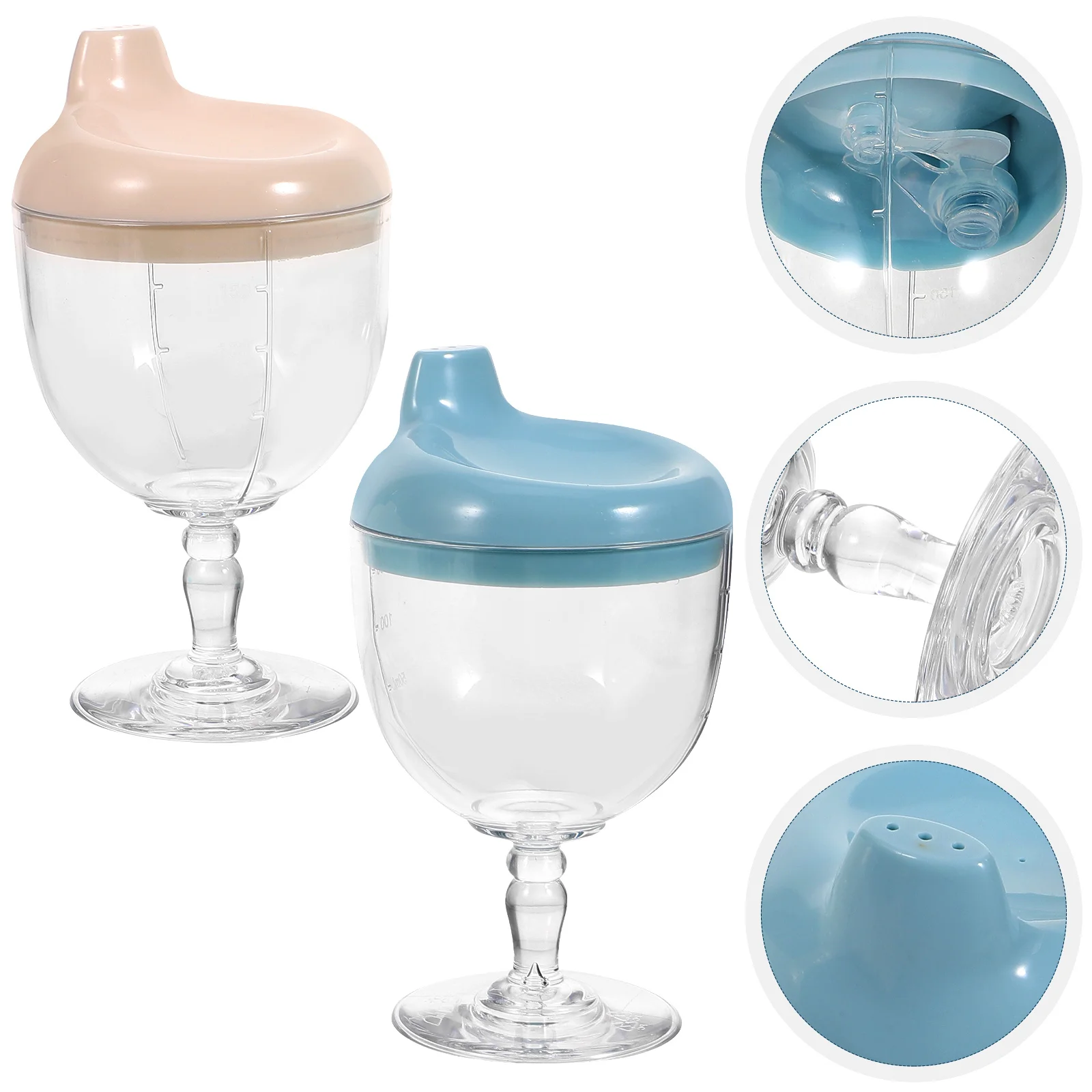 2 Pcs Anti fall Juice Milk Cup Toddler Baby Goblet Plastic Training Kids Drinking Child Glasses White Spill Proof