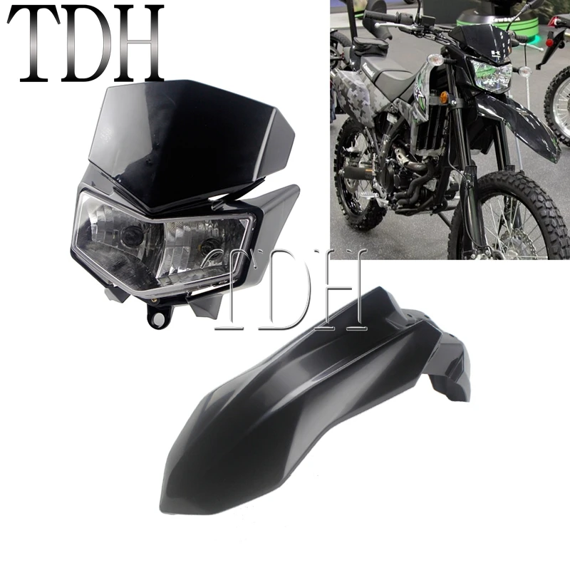 Front Rear Side Fuel Tank Body Plate Guard Covers Side Fairing Cowl Fender Mudguard Headlight For Kawasaki KLX250 S/SF Tracker X