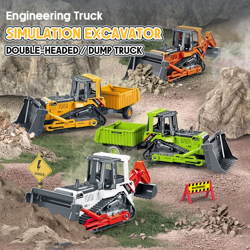 

Double-head Bulldozer Inertial Excavator Transport Engineering Vehicle Boy Simulation Forklift Truck M odel Toy Christmas Gifts