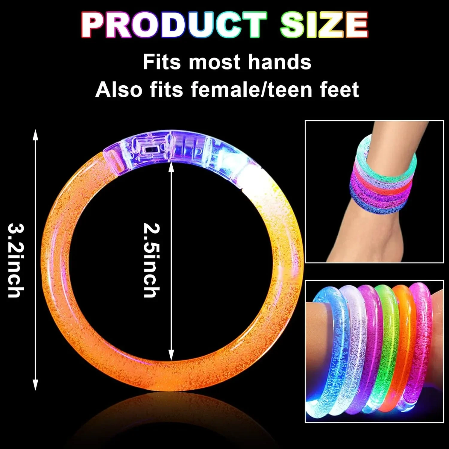 10/20/50/100Pcs LED Light Up Wristbands Neon Glowing Bangle Luminous Wristbands Glow in The Dark Party Supplies for Kids Adults