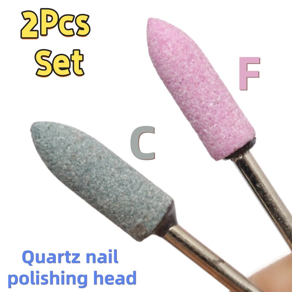 2Pcs V Shape Quartz Nail Drill Bit Set 3/32 Inch Shank for Gel Acrylic Nail Polishing & Smoothing Manicure Tool