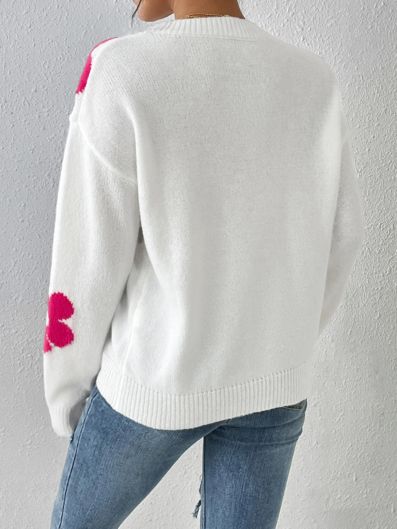 Crew-neck pullover color loose slimming long-sleeved sweater small slim fit top