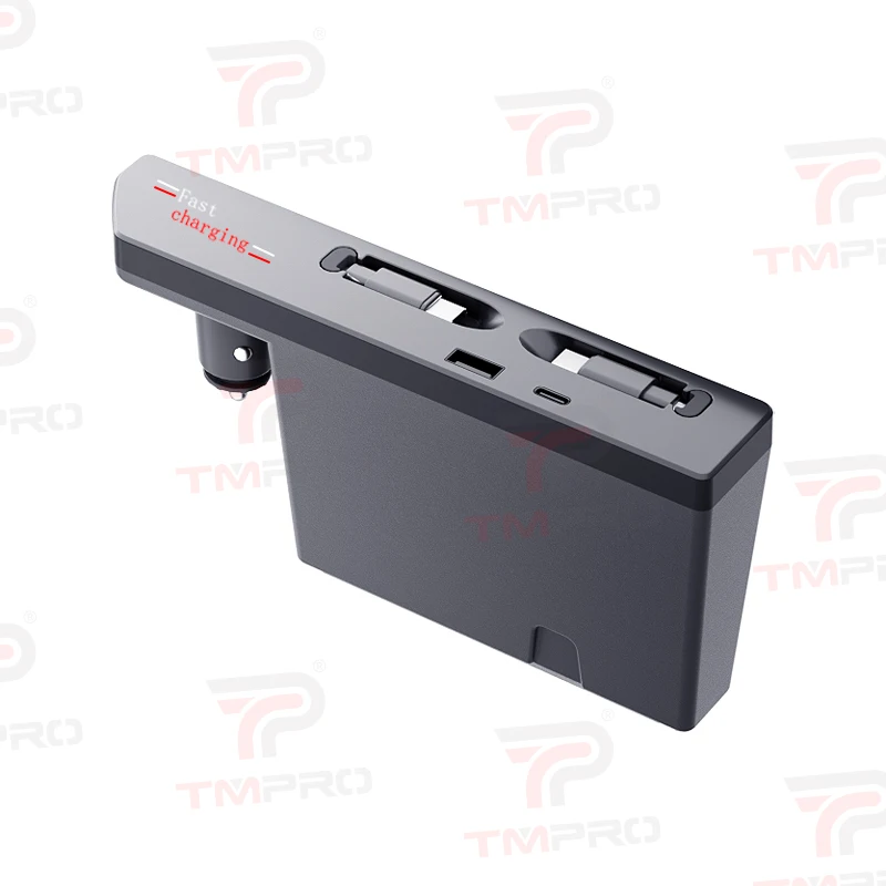 Multi-port super fast charging dock for Volkswagen Passat cup holder expansion, with retractable cable car interior modification - view 5