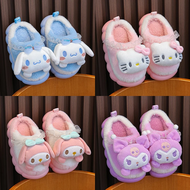 Winter Cute Cartoon Non-slip Children\'s Plush Slippers Soft Sole Slippers Kids Girls Indoor Warm Home Cotton Shoes