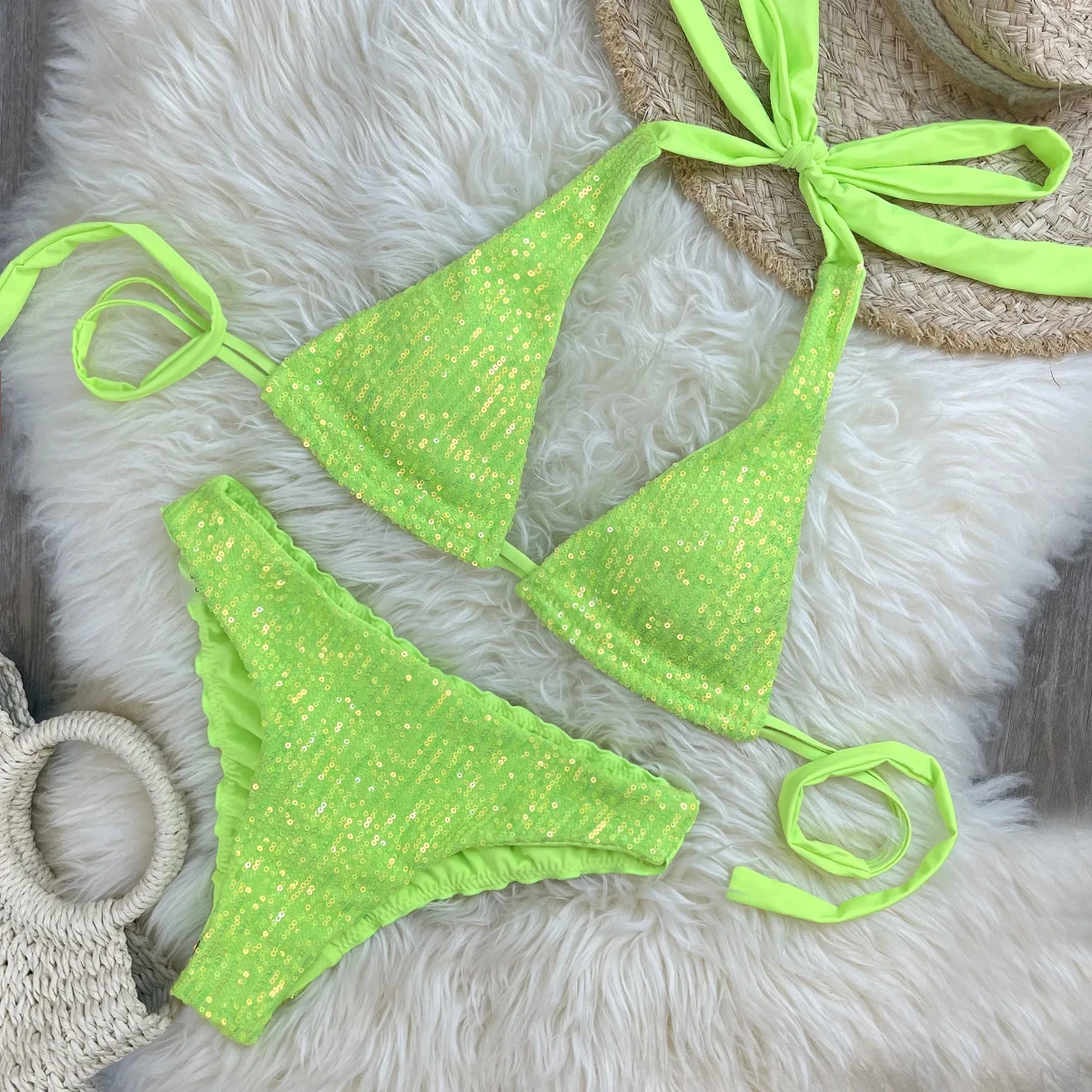 Melphieer nouveau Bikini scintillant bandeau Bikinis ensemble solide Maillot De Bain maillots De Bain Biquini natation Maillot De Bain pour les femmes