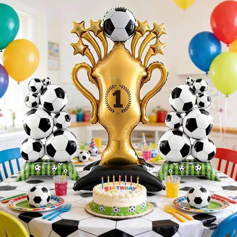 Soccer Trophy Large Standing Foil Balloons Kit for Sports Football Theme Birthday Party Decoration Supplies Gift Photo Props view 3