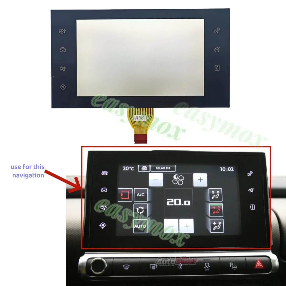 

7" LCD Display Touch Digitizer for Citroen C4 Cactus Multimdeia and Navigation Head Unit Display Navigation Screen 2014-2018