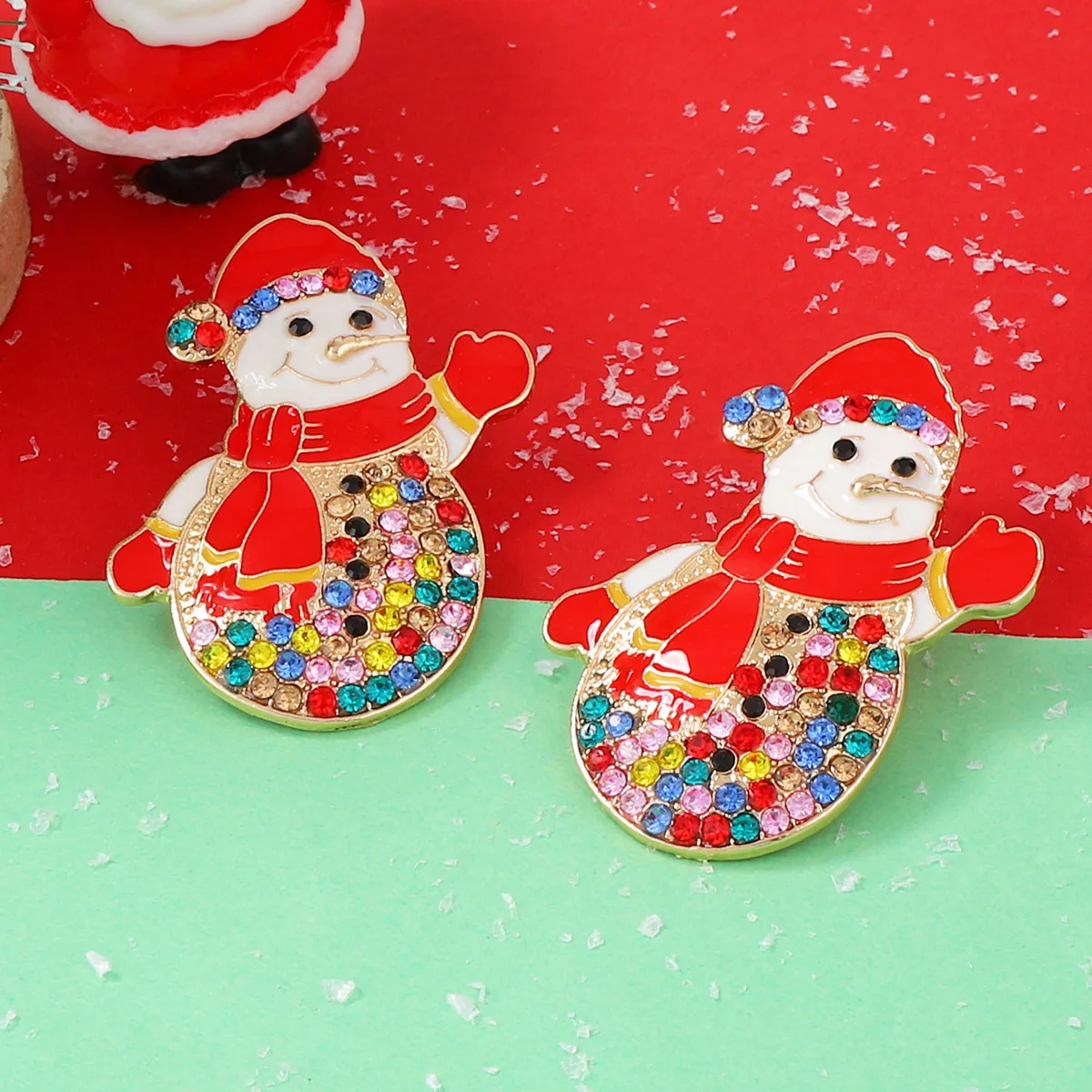 DIGADAGU المعادن عيد الميلاد حجر الراين ثلج وأقراط جديدة بسيطة أنيقة أقراط النساء السنة الجديدة حزب مجوهرات اكسسوارات