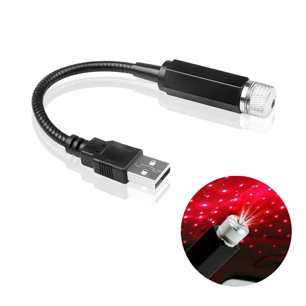 Romantic LED Starry Sky Night Light 5V 1A USB Plug Red Galaxy Star Projector Lamp for Car Roof Room Ceiling Decor