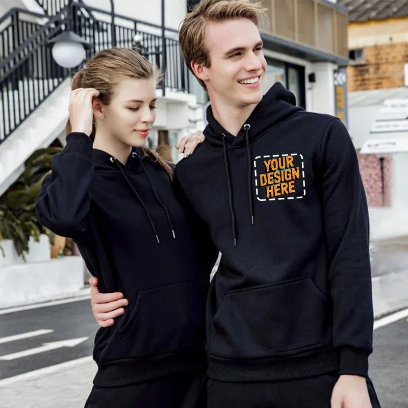 Felpa con logo personalizzato Felpa con cappuccio da uomo con coulisse calda per l'uso quotidiano Polsino a costine tinta unita autunno inverno per l'uso quotidiano