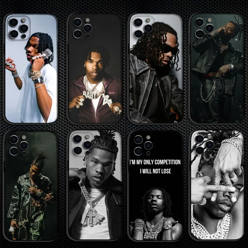 

L-Lil Baby Rapper Phone Case For iPhone 16,15,14,13,12,11 Plus,Pro Max,XS,X,XR,SE Soft Silicone Black Cover