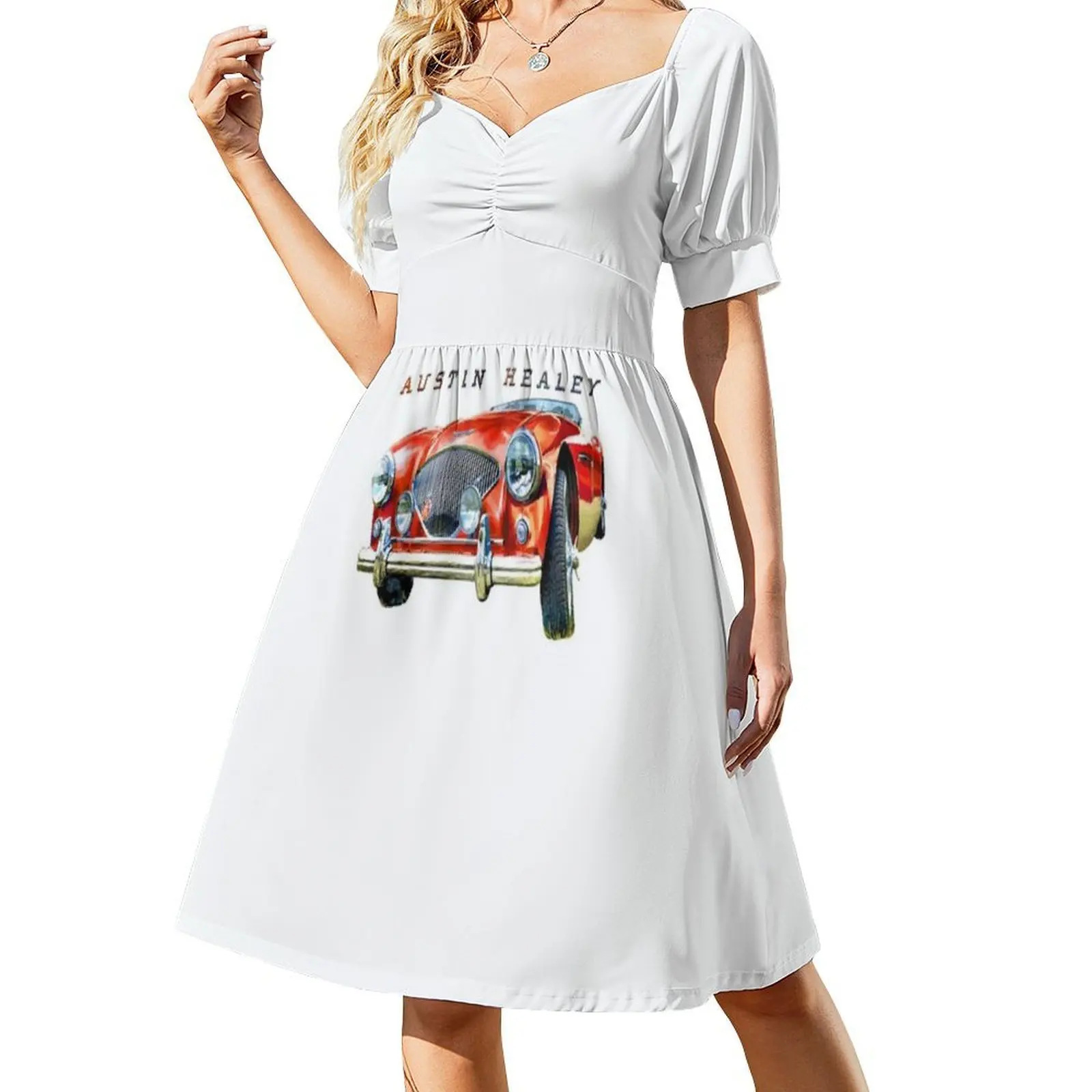 فستان أوستن هيلي 100 منقوش عليه زهور للنساء للربيع والصيف فستان كاجوال للحفلات أوستن هيلي الظهر لحفلات السيارات #2