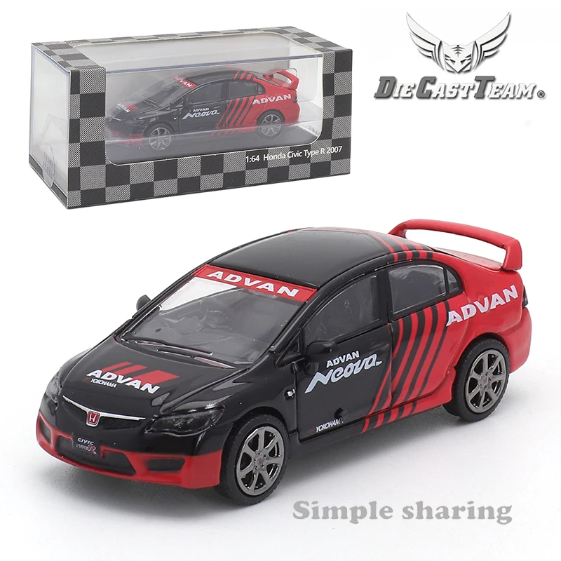 

DCT 1:64 Honda Civic Type-R FD2 ADVAN coating 91 Simulation Alloy Small Scale Car Model Decoration Diecast Alloy Collection Gift