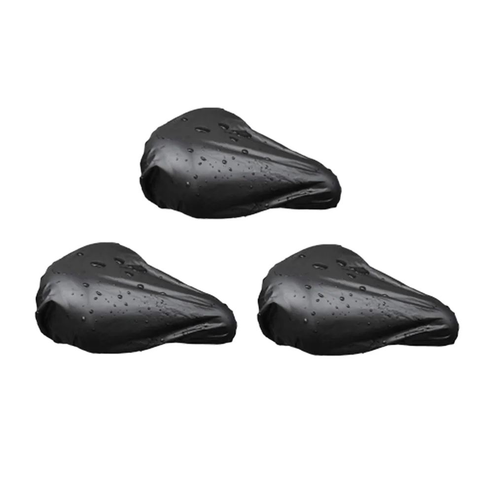 Fundas impermeables de PVC para asiento de bicicleta, Protector de lluvia de gran tamaño con borde elástico negro, cubierta para sillín de PVC, 3 uds.