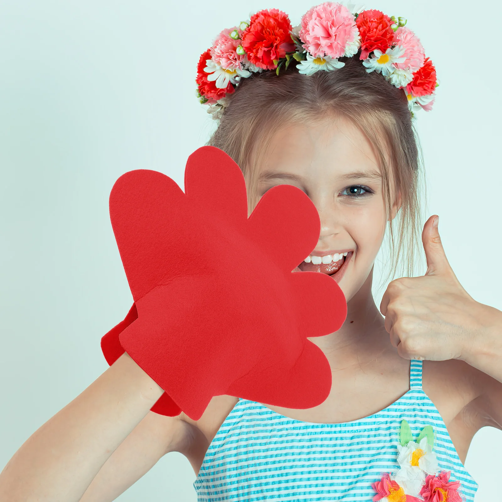 2 szt. Rękawiczki z pięcioma palcami w kształcie kwiatów, rekwizyty do cheerleadingu, akcesoria na dni sportowe dla dzieci, rekwizyty na imprezy, przebrania, pompony do kibicowania, rękawiczki dla dziewczynek