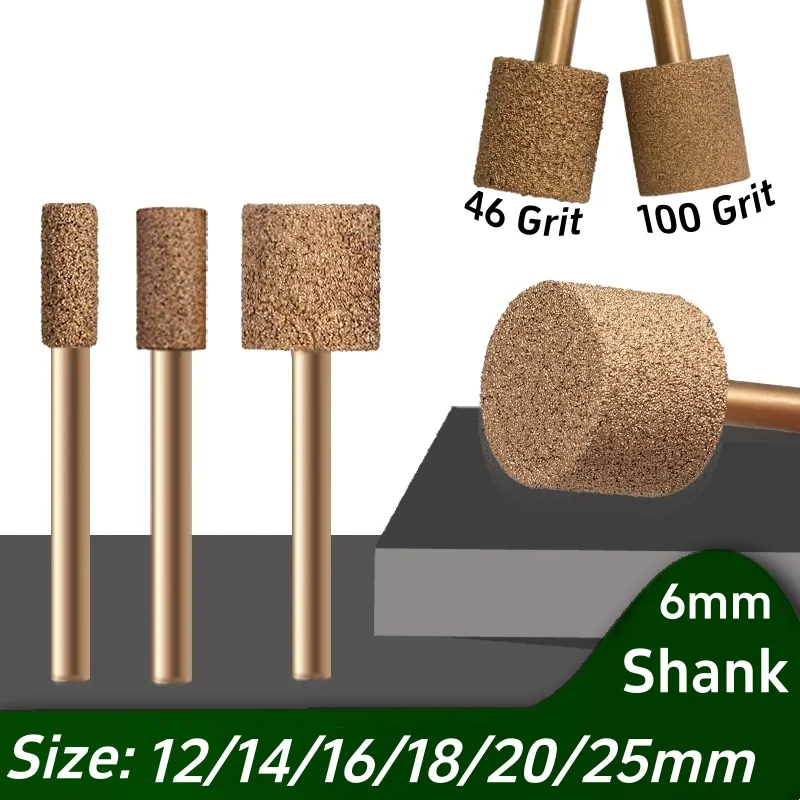 

6 мм хвостовик 12 мм-25 мм Алмазная шлифовальная головка для заточки шлифования металла, полировки, пайки, шлифовальный стержень для керамической плитки, стального камня