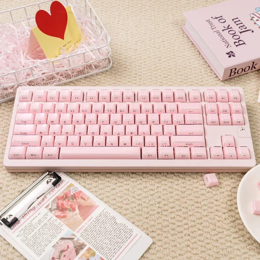 OEM 136 مفتاحًا وردي/أرجواني كريستال جيلي جانبي محفور أغطية مفاتيح PBT + PC لمفاتيح WootingMX لوحات المفاتيح الميكانيكية