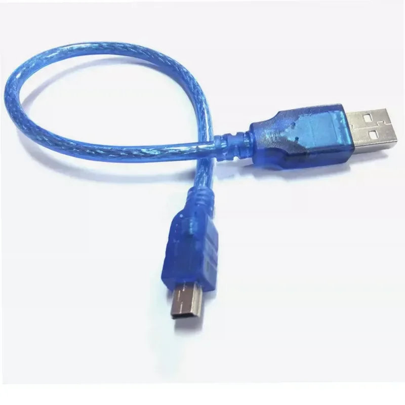 for Transparent Blue USB to Mini 5 Pin T Type Head Data Cable 2.0 Charging Cord 1.5m 3m 5m 10m
