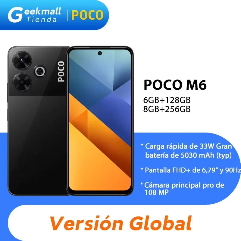 POCO M6 Global Version Smartphone 128GB / 256GB MediaTek Helio G91 Ultra 6.79'' 90Hz Display 33W Fast Charging 5030mAh 108MP NFC