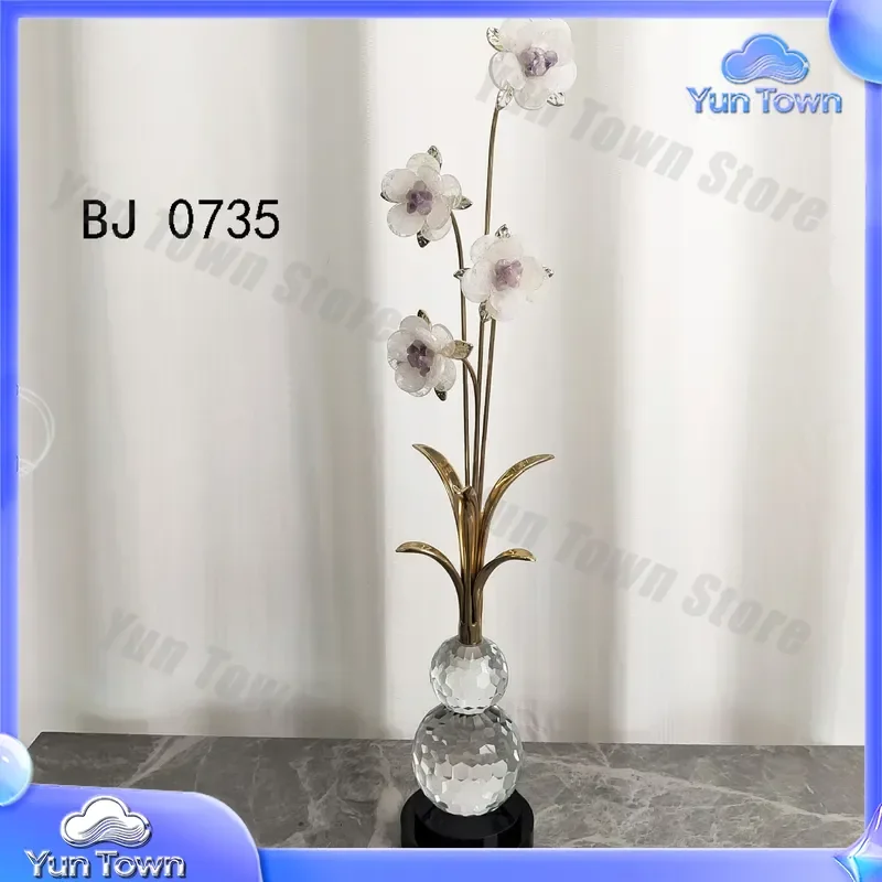 Modern Simple Gourd Flower Supply Table Alloy Crystal Home Entrance Decoration for Living Room Bedroom Hallway Crystal Flower