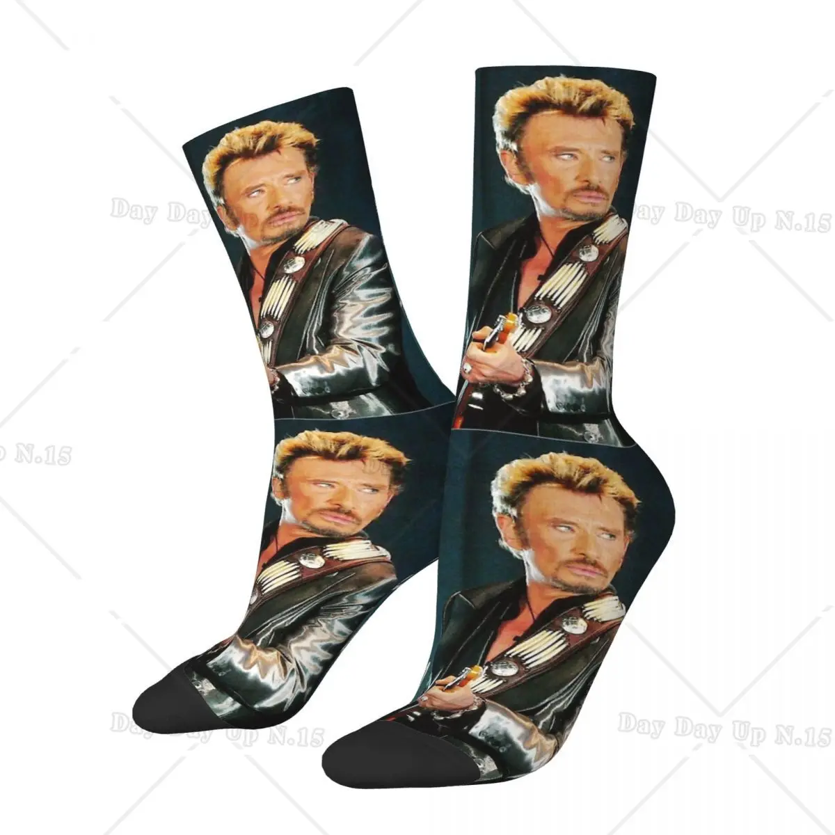 Johnny Hallyday Rock Music French Singer Limited Access Men Women Socks Cycling Novelty Spring Summer Autumn Winter Stockings