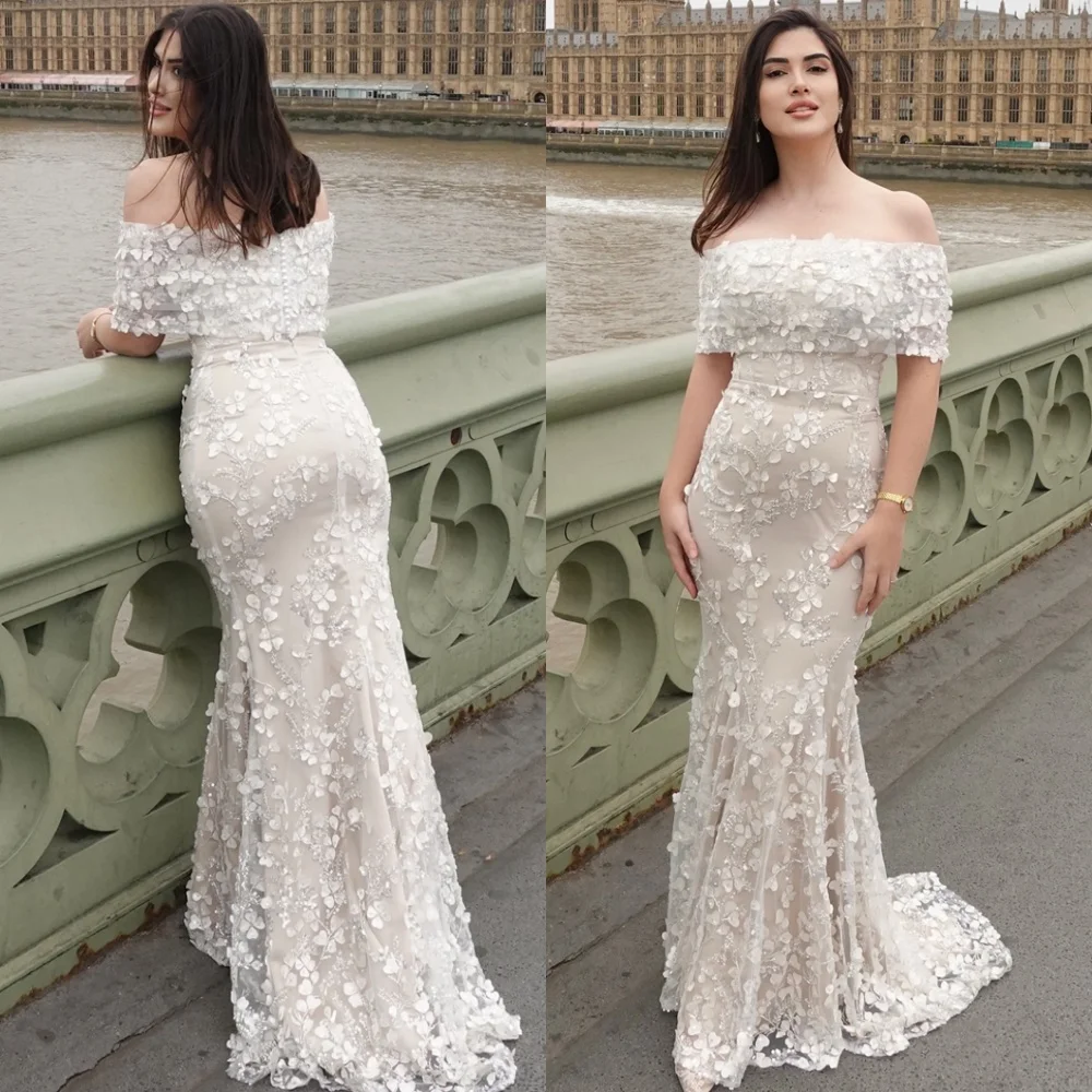 

Customized Mermaid Exquisite Tulle Evening Dress Classic Off the Shoulder Celebrity Gowns Charming Special Occasion Gowns