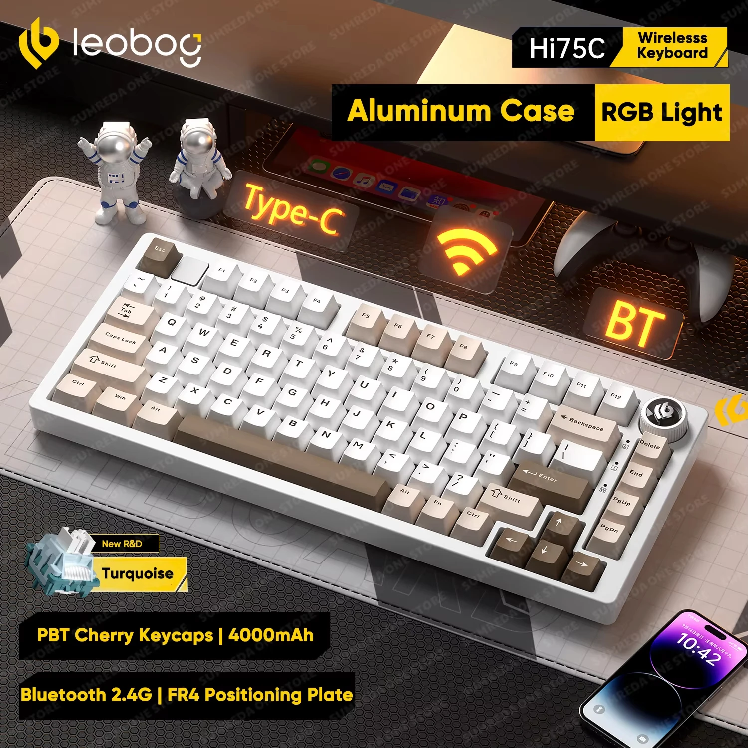 新しい Leobog Hi75C Hi75C プロアルミワイヤレスメカニカルキーボード