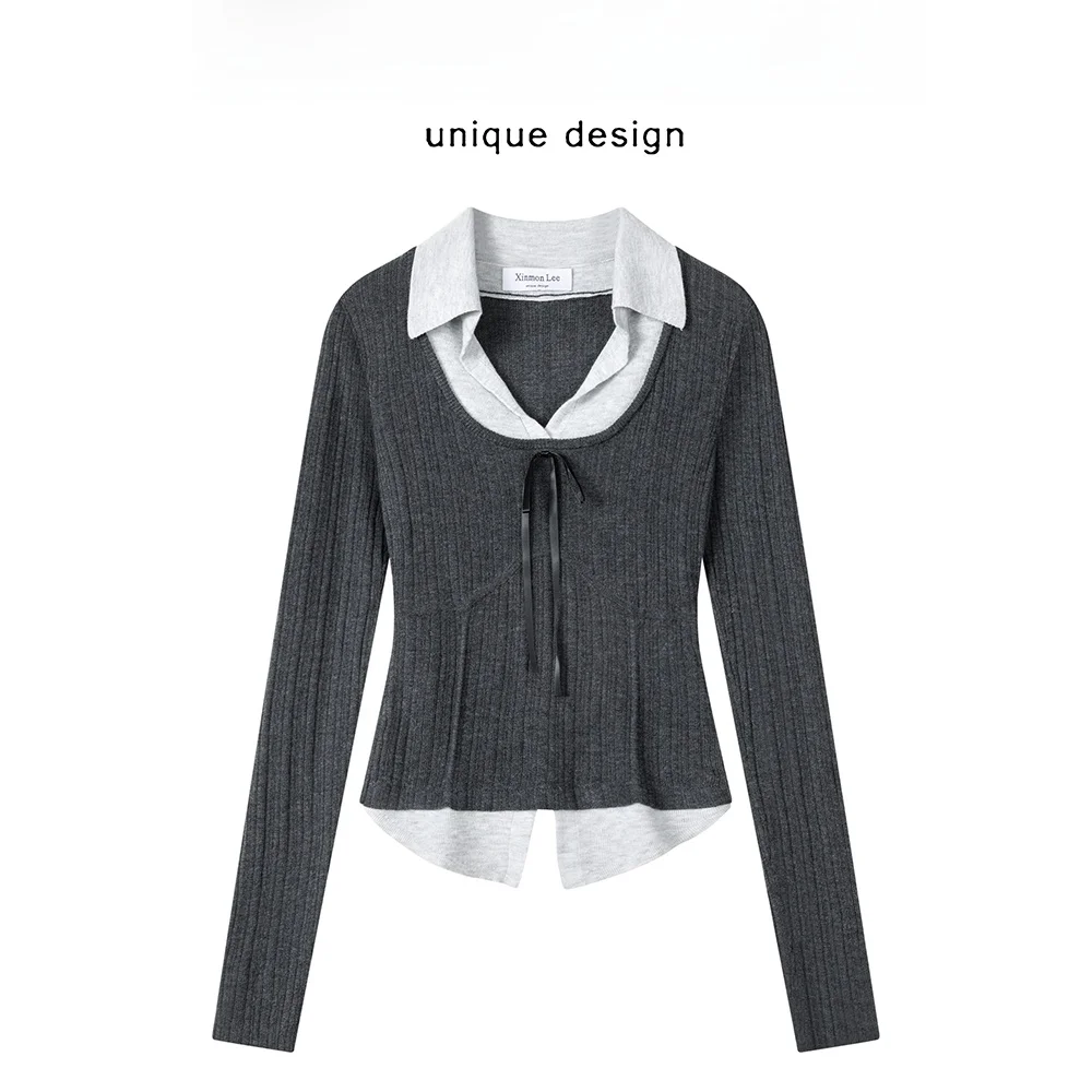 

Винтажный трикотаж в клетку с глубокими глазами, облегающий крой, из двух предметов, длина V-Ne Long Sve, женская мода