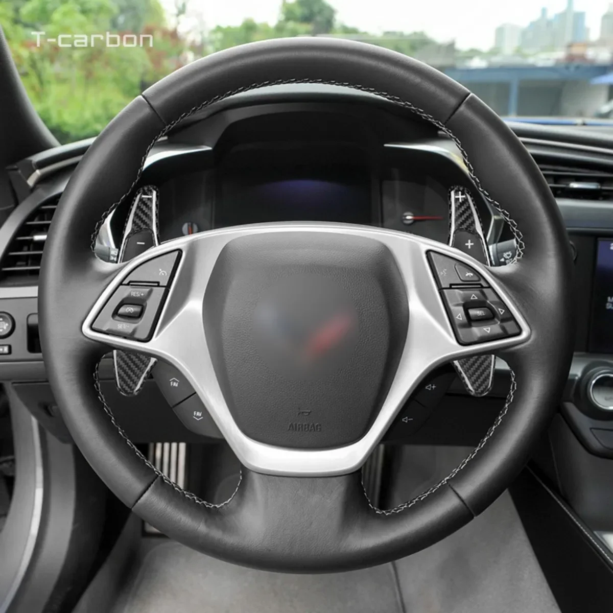 Carbon Fiber Car Steering Wheel Shifing Paddle For Chevroleet Corvette C7 Paddle Shifter T-carbon Car Interior Accessories