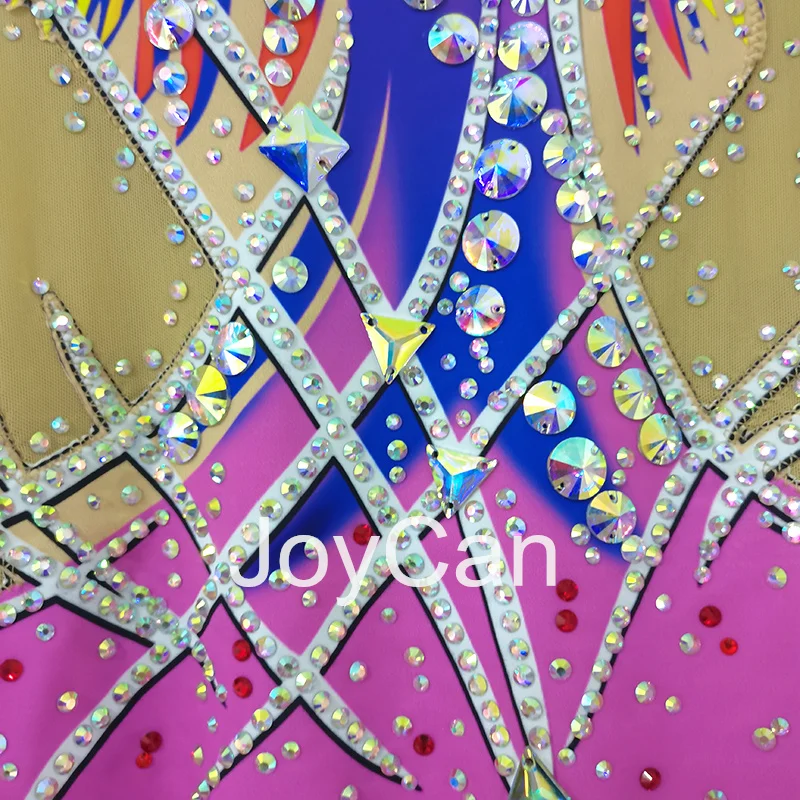 JoyCan Rhthmic Gymnastics Leotards Girls Women Pink Spandex Elegant Dance Wear for Competitiion