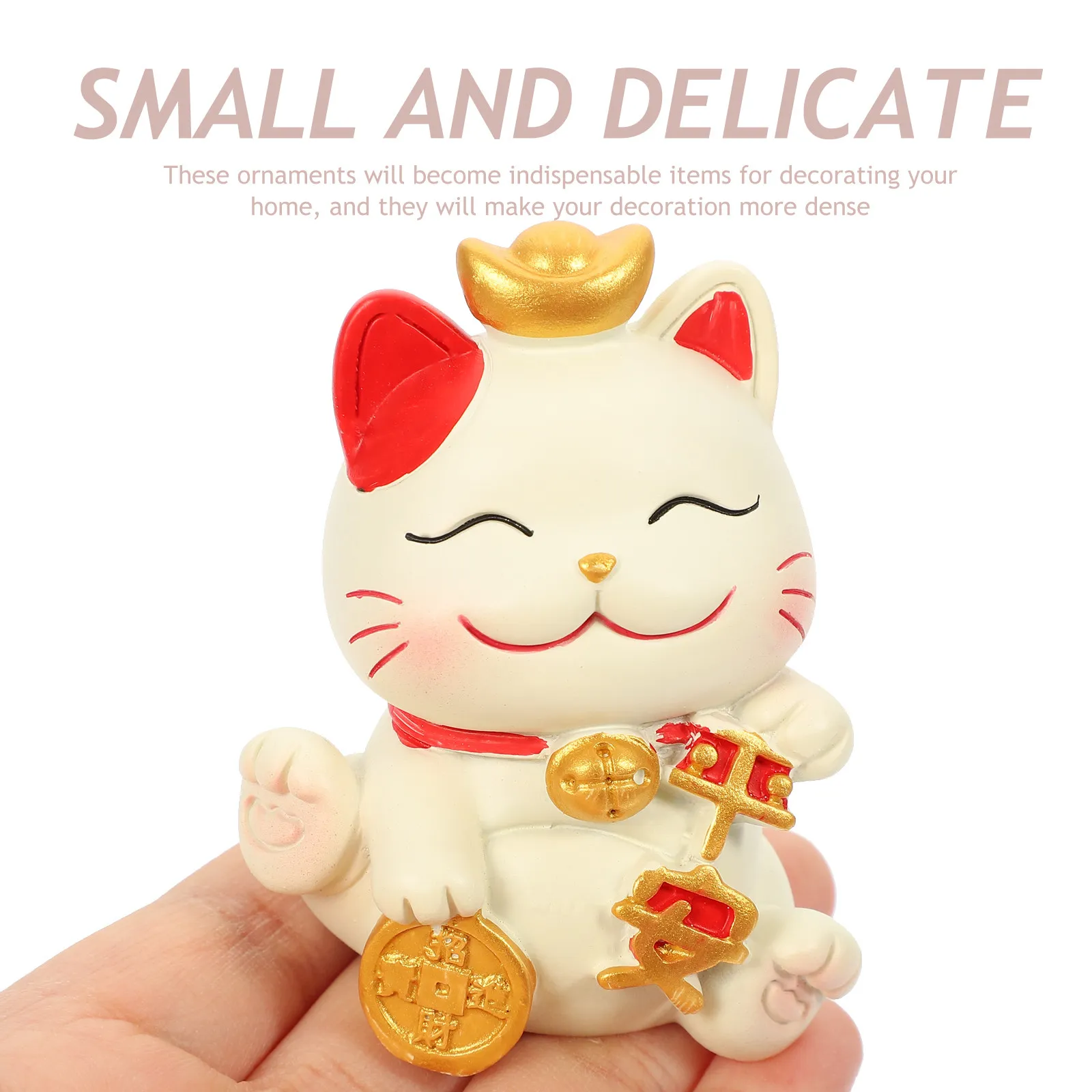 Resin Cat Decor Cute Cartoon Style Home Office Car Lucky Symbol Miniature Resin Craft Statue Desktop Ornament
