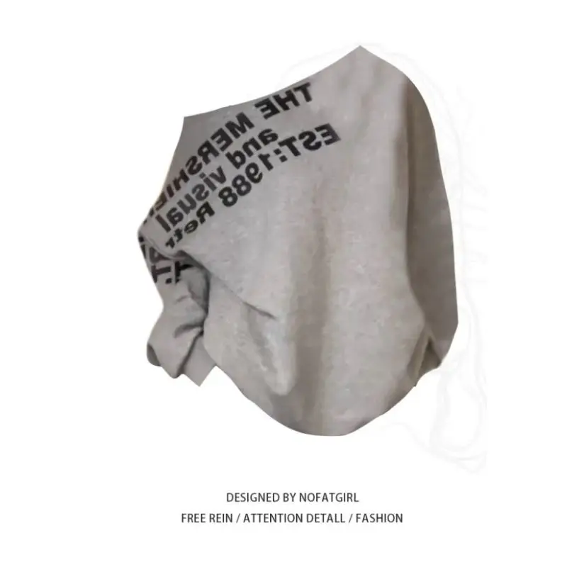 

Oversize Women's Streetwear T-shirt Letter Print Basic Top Long Sleeve round Neck Commute Style Fashionable Ladies' Sweatshirt