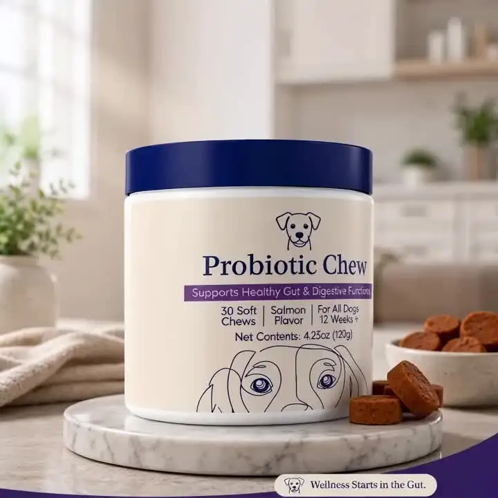PETJOYCN Petiscos Probióticos para Cães 120g Sabor Salmão Suave Apoiam a Saúde Digestiva e o Bem-Estar do Sistema Imunológico para Cães