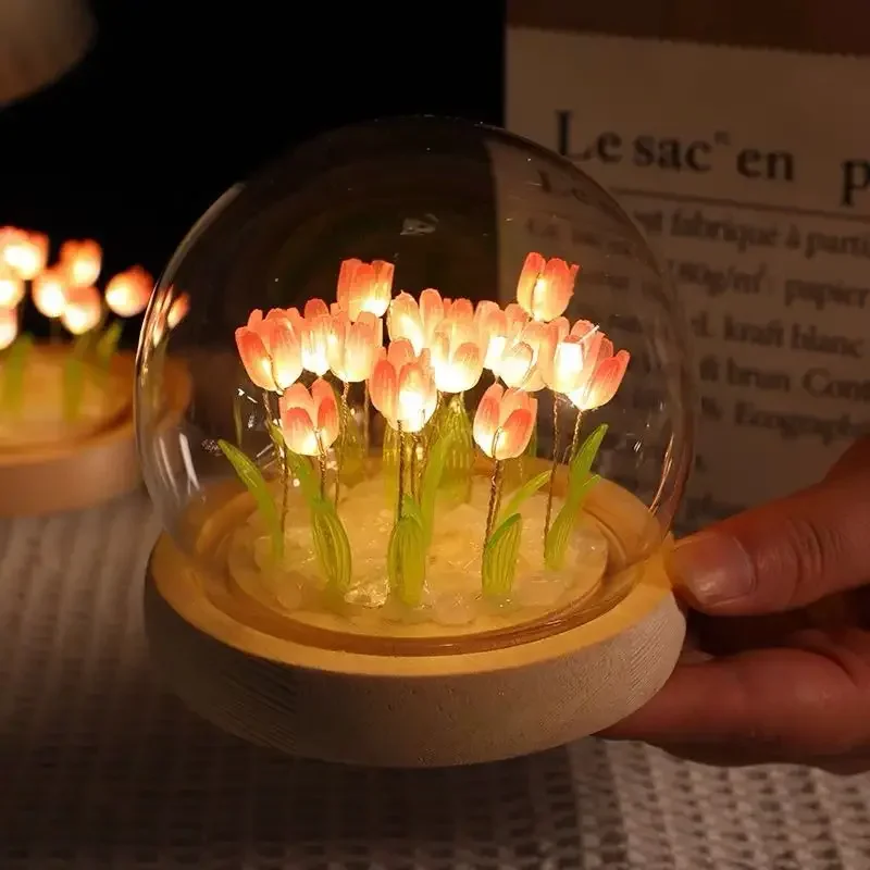 

Artificial Tulip Simulation Flower Handmade DIY Decoration Atmosphere Light Birthday Gift LED Night Light Home Decoration