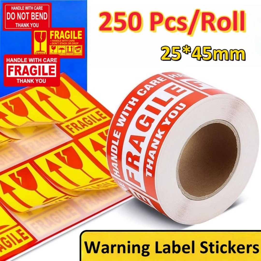 250pcs Fragile Stickers Warning Label Sticker Handle With Care Do Not Bend Thank You Adhesive Stickers For Shipping Packing