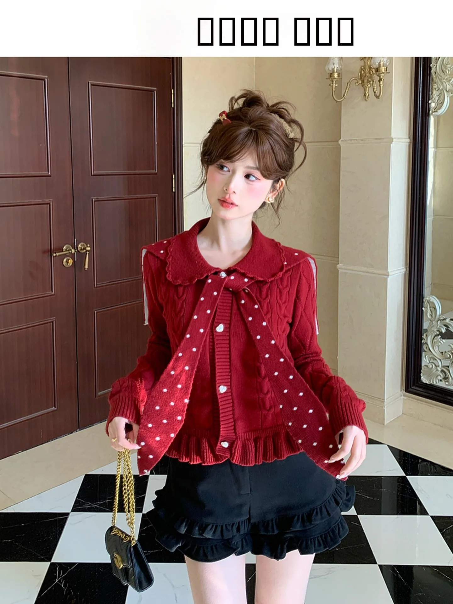 

Sweet Sle Knitted Red Sweater Coat Women's Spring New Year's Faion Pearl Decorated Long Sve Warm Cardigan Casual Wear