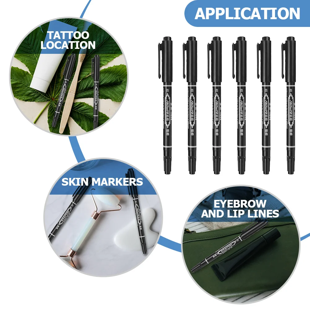 

6pcs Eyebrow Marker Pen Waterproof Makeup Positioning Tool For Tattooing Microblading Mapping Brow Pencil Skin Marking Salon