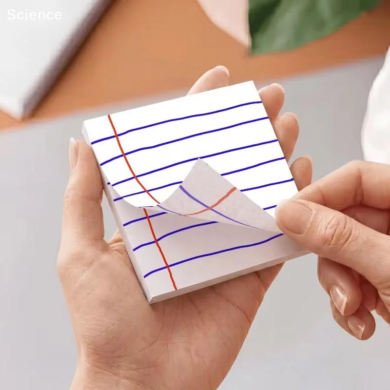 50Pcs/Book Lined Sticky Notes Self Stick Memo Pads Total Notebook Paper Style Notepad Removable Adhesive Notes