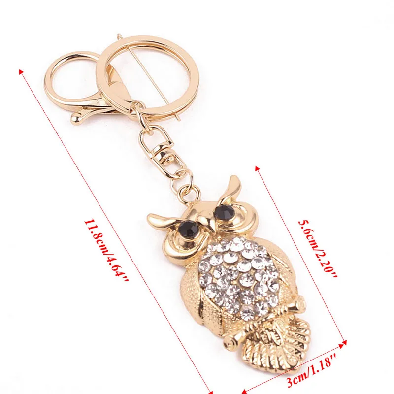 QM82 Owl Crystal Keyring Charm Pendant Handbag Purse Bag for Key Ring Chain Keychain