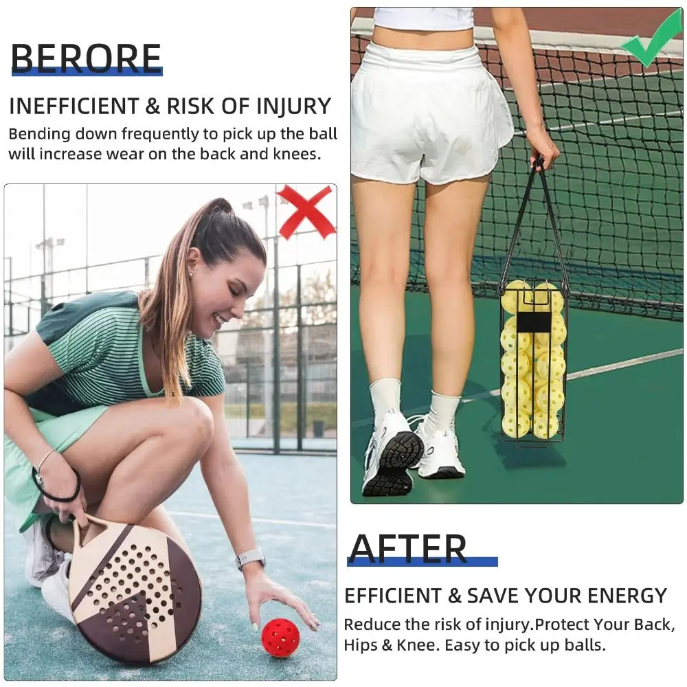 منتقي كرة البيسبول الأسود العلوي ذو السعة الكبيرة، منتقي كرة التنس المتين المحمول