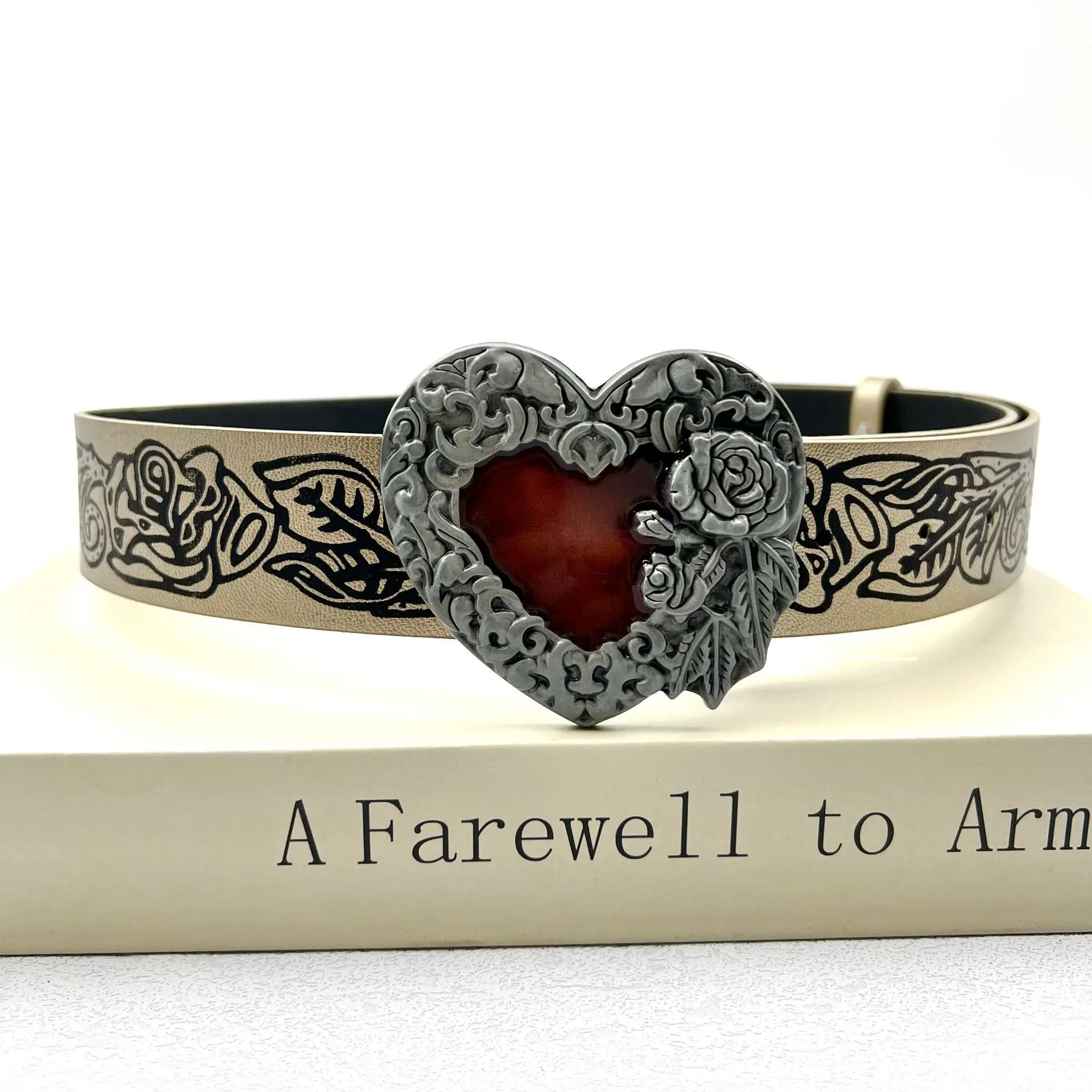 

Женский металлический красный персиковый ремень в форме сердца, готический кожаный ремень в стиле панк Y2k, мужской ремень с пряжкой, джинсы, декоративный пояс, аксессуары