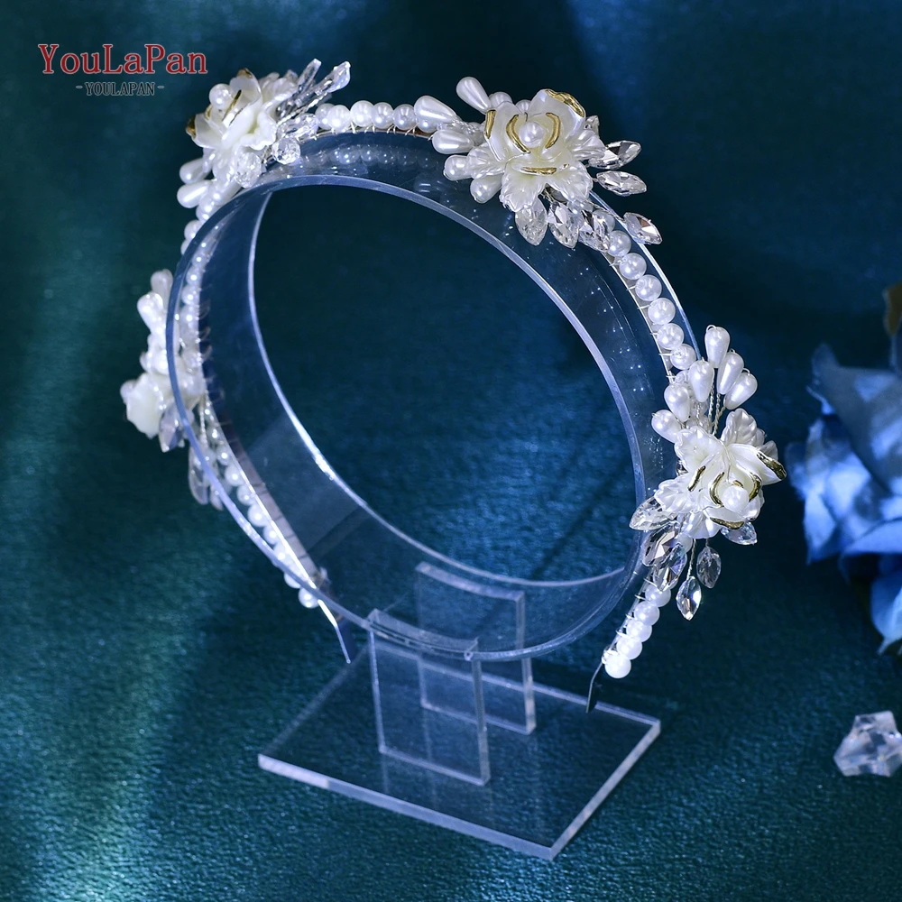 

YouLaPan Elegant Pearl Flower Hair Hoop Wedding Bride Headwear Banquet Party Headband Holiday Gift Handmade Headpiece HP721