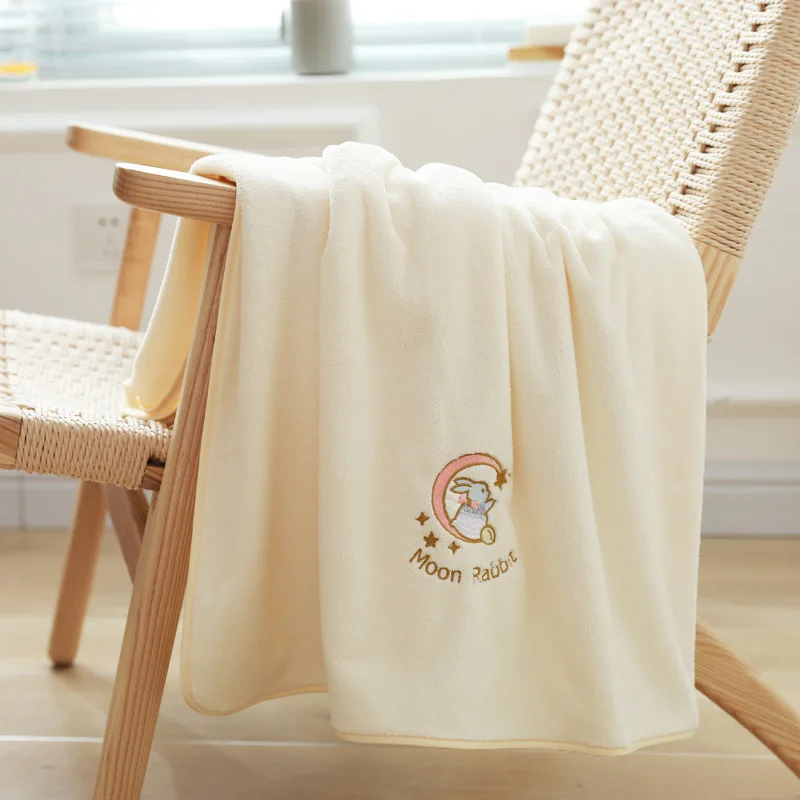 

Cartoon Rabbit Bathing Towel for All-Season 2Pcs Absorbent Quick-Drying Adult Bathtowels Non-Shedding Household Soft Washcloths