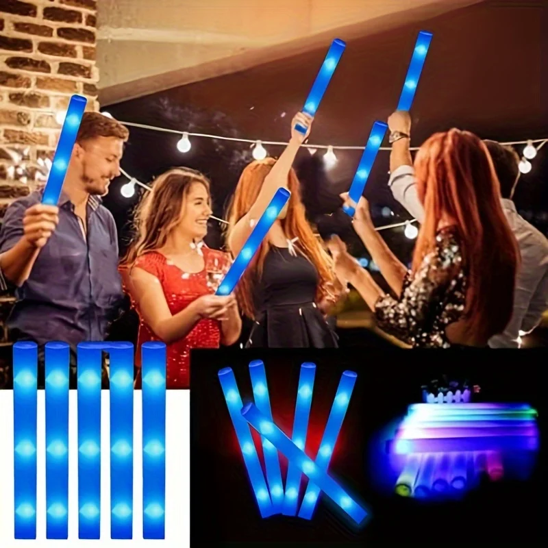 20/30pcs Led Foam Sticks Glow Sticks Blue Light Up Baton Wands LED Fluorescent Stick Glow in The Dark Party Supplies for Parties