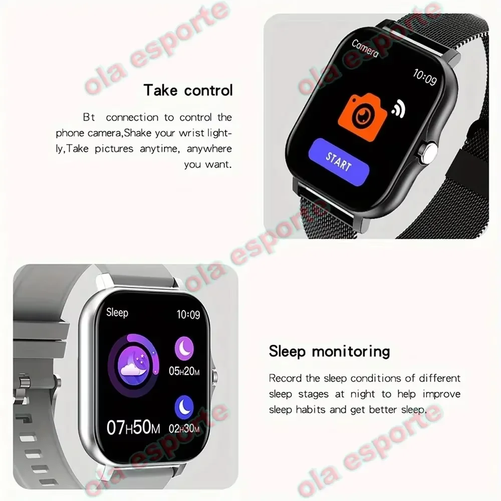 Smart Watch 1.83inch AMOLED Screen Heart Rate Monitoring Smartwatch Waterproof Sports Watches Men Fitness Clock 100+Sports Modes