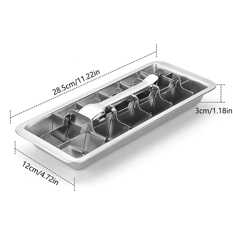 Stainless Steel Ice Cube Trays For Freezer, Metal Ice Tray With Lever, Vintage Inspired Icecube Tray▪