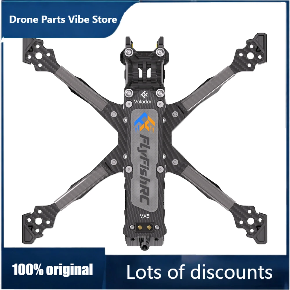 FyVolador VX5 Freestyle Beast - 177g w/ TPU,6MM Armored Arms, O3/O4 Jello-Free, Zero Resonance Compact X-Frame,FPV Drone Frame K
