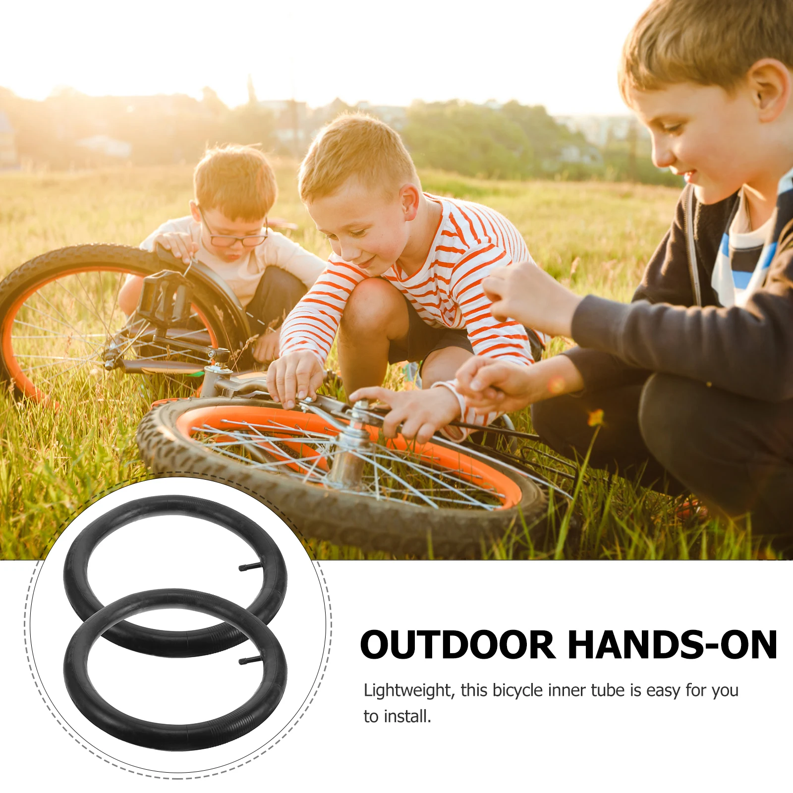 

2pcs Child Bike Tire Inner Tube 14 Inch Shock Absorption Wear Resistant Cycling Tube Lightweight Easy Installation For